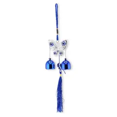 Clopotei de vant, 2 ramuri si fluture, albastru - 30cm