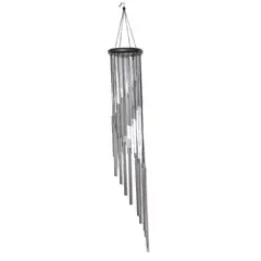 Clopotei de vant argintii, 18 tuburi cascada, 90cm