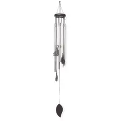 Clopotei de vant argintii, 4 tuburi cu corabii, 70cm