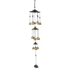 Clopotei de vant aurii, 14 ramuri cu elefanti, 85cm