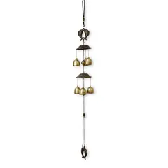 Clopotei de vant aurii, 6 ramuri si pesti, 60cm