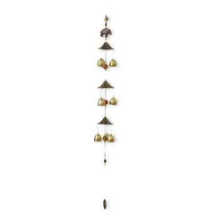 Clopotei de vant aurii, 9 ramuri si elefanti, 80cm