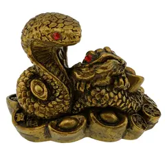 Statueta Feng Shui Sarpe si Broasca raioasa pe suport din pepite - 5,5cm