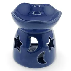 Vas aromaterapie din ceramica model celest cu baza rotunda, albastru - 7,5cm