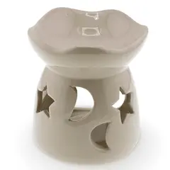 Vas aromaterapie din ceramica model celest cu baza rotunda, bej - 7,5cm