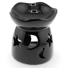 Vas aromaterapie din ceramica model celest cu baza rotunda, negru - 7,5cm