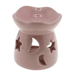 Vas aromaterapie din ceramica model celest cu baza rotunda, roz - 7,5cm