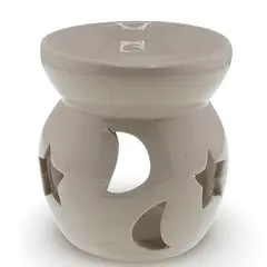 Vas aromaterapie din ceramica model celest rotund, bej - 7,5cm