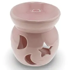 Vas aromaterapie din ceramica model celest rotund, roz - 7,5cm
