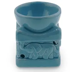Vas aromaterapie din ceramica model elefant, albastru - 8cm