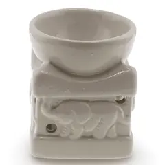 Vas aromaterapie din ceramica model elefant, bej - 8cm