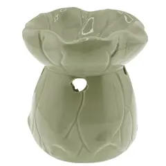 Vas aromaterapie din ceramica model frunza, verde deschis - 8,5cm