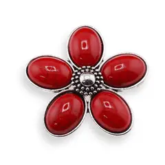 Brosa floare cu coral rosu 48mm