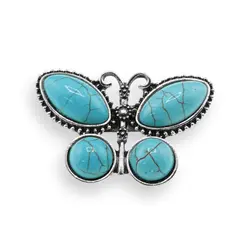 Brosa fluture cu Turcoaz, 44mm