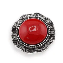 Brosa rotunda cu Coral rosu, 45mm