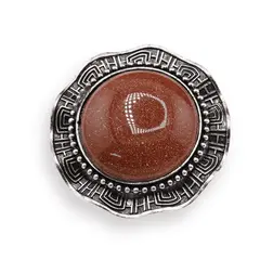 Brosa rotunda cu Goldstone maro, 45mm