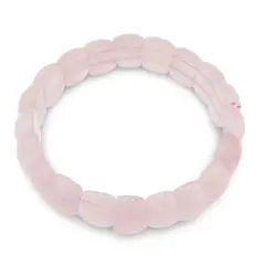 Bratara lata pe elastic cu cristale naturale Cuart roz, bombata 14mm