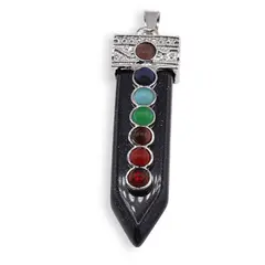 Pandantiv chakre Goldstone albastru sabie, 50mm