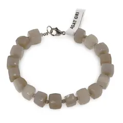 Bratara Agat gri cuburi fatetate 7-8mm si Labradorit discuri fatetate 2mm