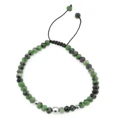 Bratara pe nod culisant Rubin in Zoisit discuri fatetate 5mm cu Hematit sfere fatetate 4-6mm