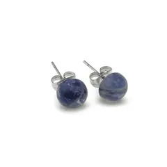 Cercei cu surub sodalit semisfere 8mm