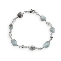 Bratara Larimar si metal argintiu, 7-9mm