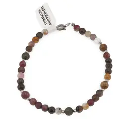 Bratara Turmalina multicolora sfere 4-5mm cu bumbi argintii