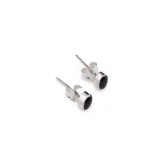 Cercei cu surub si montura ovala din argint 925, Obsidian 5mm x 3mm