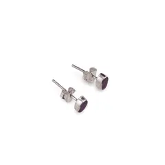 Cercei cu surub si montura ovala din argint 925, Rubin 5mm x 3mm