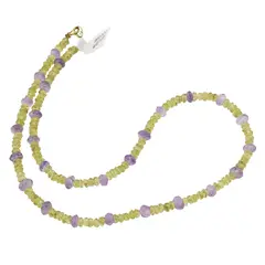 Colier Peridot discuri fatetate 4mm si Ametist discuri fatetate 6mm