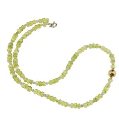 Colier Peridot discuri fatetate 5mm si Labradorit sfere 4mm cu element auriu