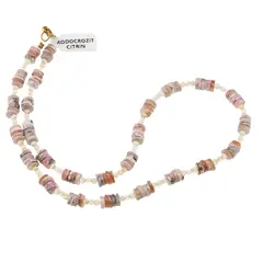 Colier Rodocrozit discuri 5mm si Citrin sfere 2-3mm