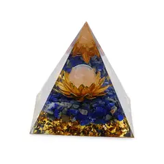 Piramida orgon Lapis Lazuli cu lotus si sfera Cuart roz, 5cm