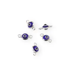 Accesoriu Ochi protector albastru cu montura de argint 925 si doua anouri - 9,5mm