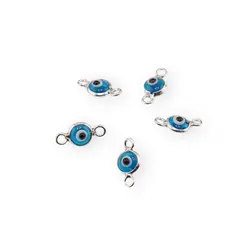 Accesoriu Ochi protector blue cu montura de argint 925 si doua anouri - 9,5mm