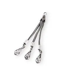 Accesoriu pandantiv din argint 925, model ciucuri impletiti cu terminatie lacrima filigran - 5,5cm