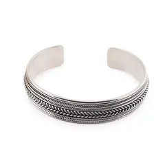 Bratara din argint 925 fixa, model lat snur impletit fin, 16mm