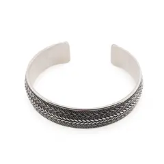 Bratara din argint 925 fixa, model lat spic si snur impletit, 17mm