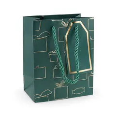 Punga pentru cadou dreptunghiulara verde, 15x12cm