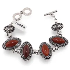 Bratara Carneol cu montura din metal, model infinit oval ascutit