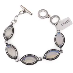 Bratara Opalit cu montura din metal, model oval ascutit