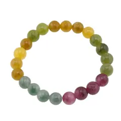Bratara pe elastic Agat colorat sfere, 8mm