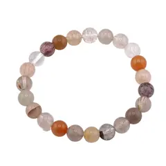 Bratara pe elastic Mix Cuart rutilat, Cuart tangerin si Superseven sfere, 8mm