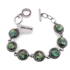Bratara Scoica Abalone cu montura din metal, model funie rotund