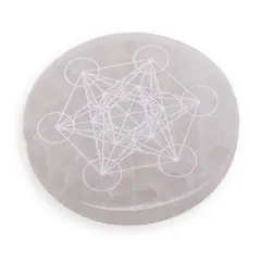 Selenit rotund gravat Cubul lui Metatron - 10cm