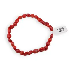 Bratara Coral rosu neuniform pe elastic, 6-8mm