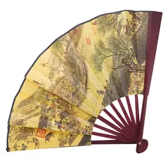 Evantai pliabil din lemn de bambus cu design chinezesc - 60cm x 33cm