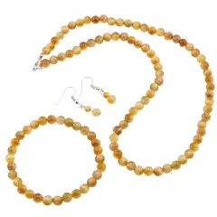 Set cercei, colier si bratara Ochi de tigru galben sfere, 6mm