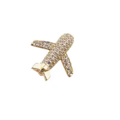 Brosa aurie, model avion cu zirconii incrustate - 20mm