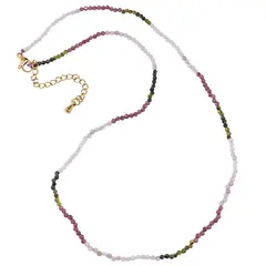 Colier Kunzit, Jad si Granat rhodolit sfere fatetate, 2mm